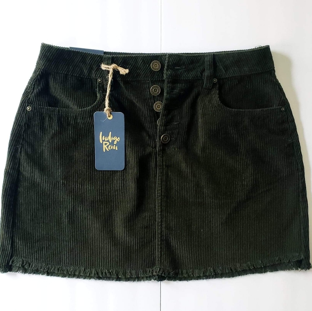 Indigo Rein Corduroy Mini Skirt Sz 7 - Picture 1 of 3